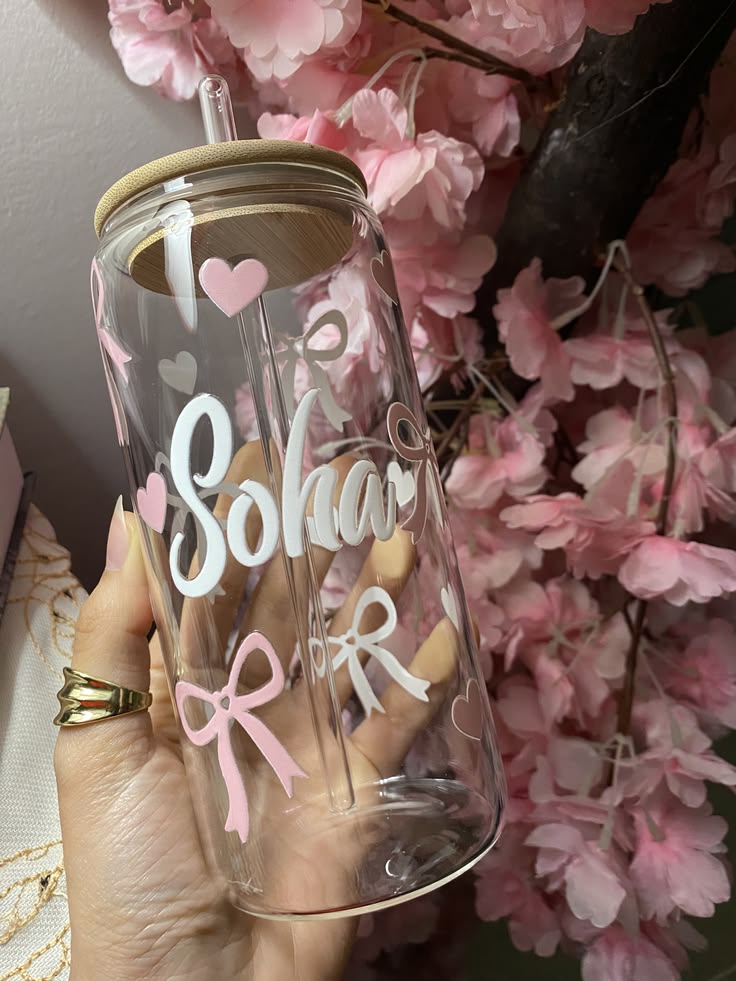 Custom Name / Design Glass Cup with Straw – Made Just for You