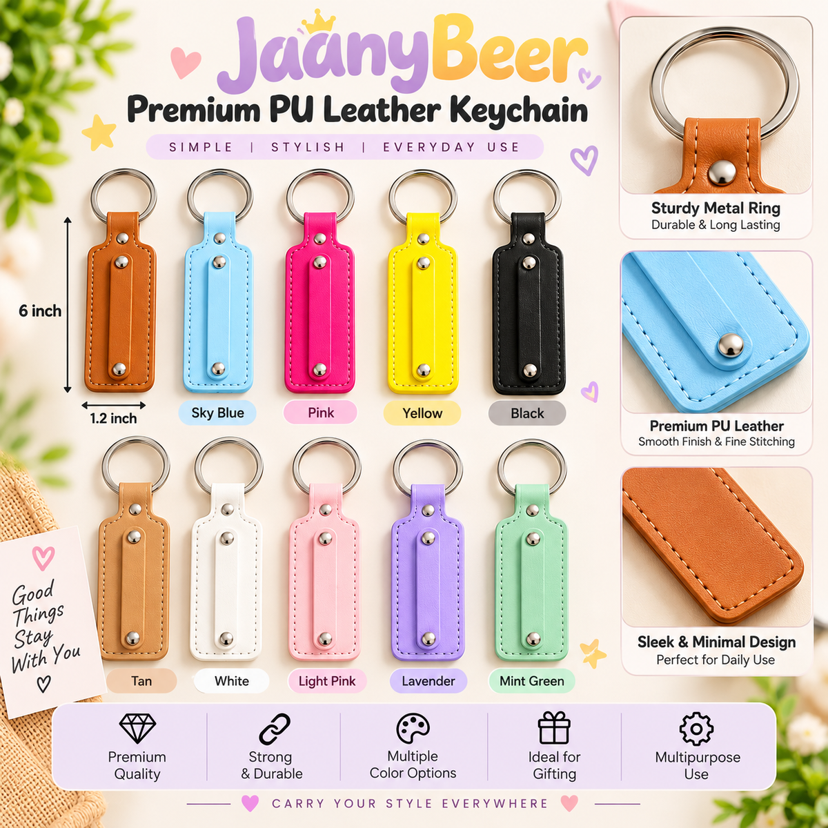 Personalized Premium PU Leather Name Keychain